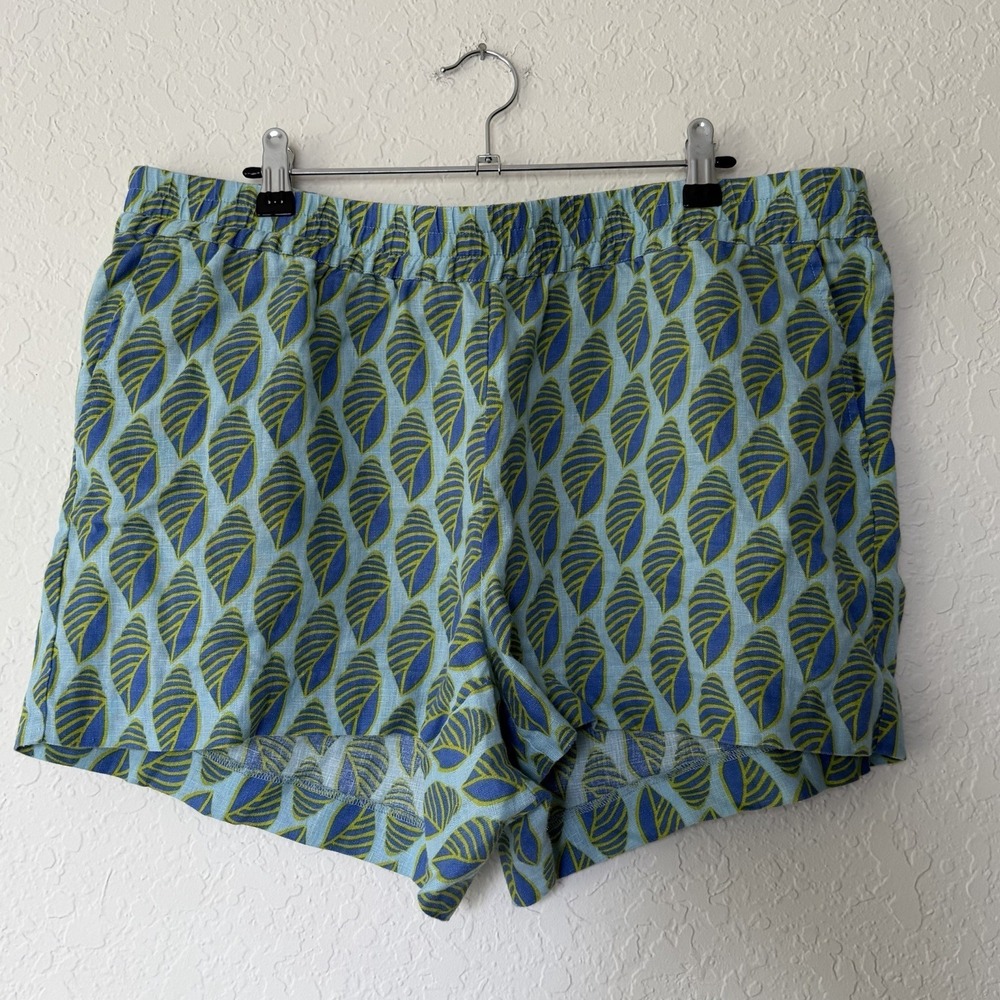 HiHo Linen Shorts XL Pull On Elastic Waist Pockets Vacation Beach Seashell